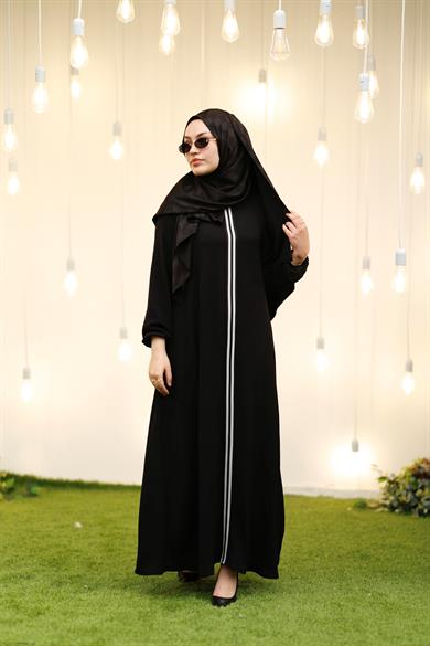 İthal Aerobin  Şerit Detaylı Tesettür Elbise Princess