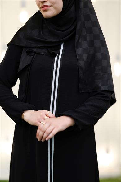 İthal Aerobin  Şerit Detaylı Tesettür Elbise Princess