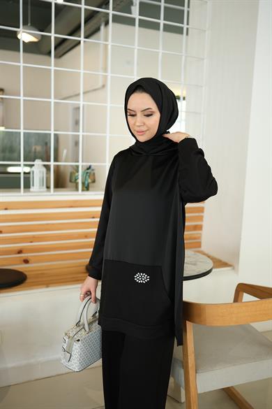 Kapüşonlu Rahat Bambu İki İplik İkili Takım Crystal