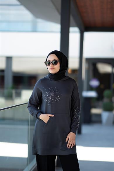 Latera Taş Detaylı Sweat Antrasit