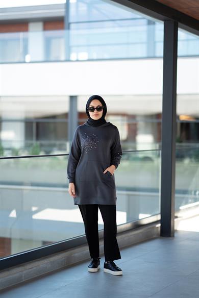 Latera Taş Detaylı Sweat Antrasit