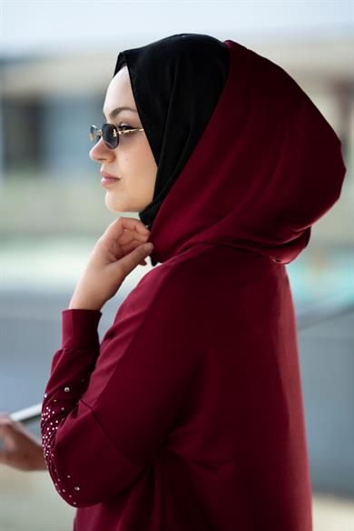 Latera Taş Detaylı Sweat Bordo