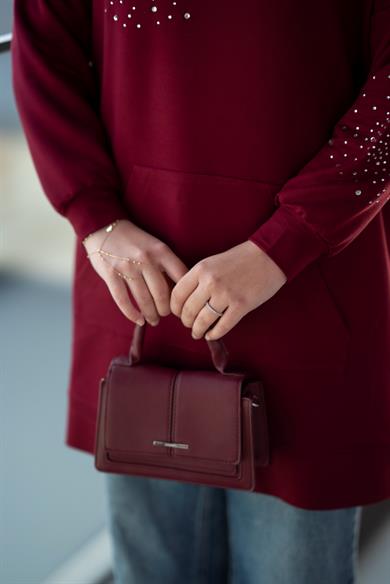 Latera Taş Detaylı Sweat Bordo