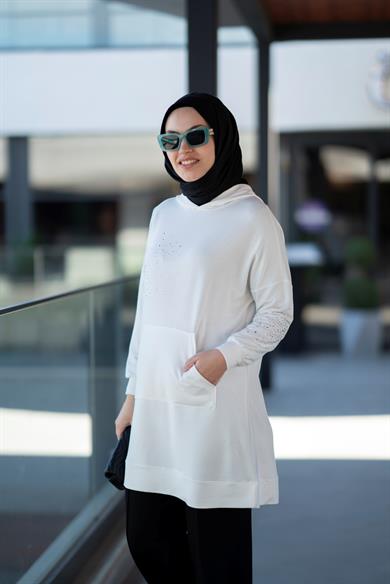 Latera Taş Detaylı Sweat Ekru