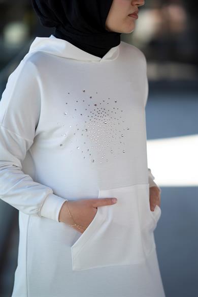 Latera Taş Detaylı Sweat Ekru