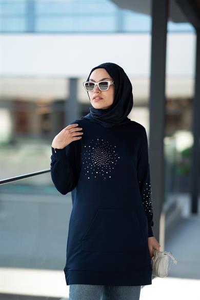Latera Taş Detaylı Sweat Lacivert