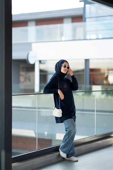 Latera Taş Detaylı Sweat Lacivert