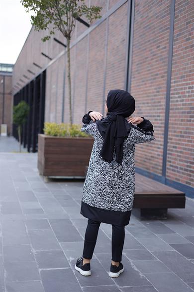 Leopar Desenli Kapüşonlu Cepli Abelya Kap