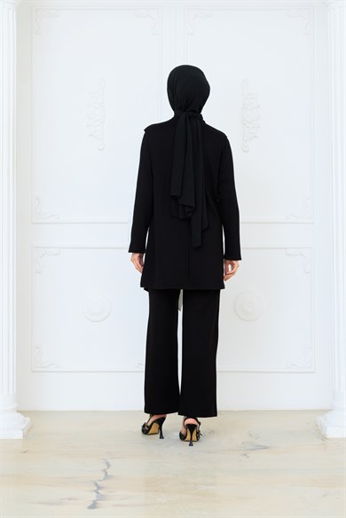 Madrid Takım Siyah Beyaz Garnili Bambu İki İplik