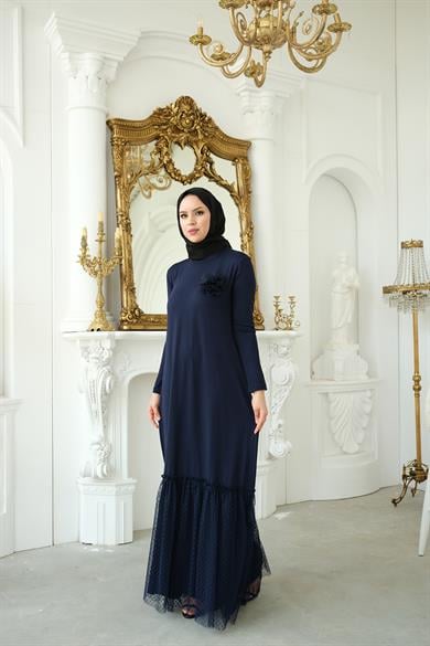Pamuk Penye Lacivert Olivia Tütü Elbise