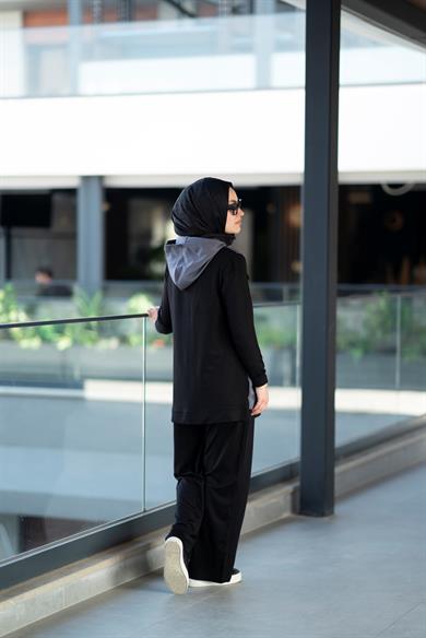 Qupra Kumaş Bambu Penye Antrasit İkili Takım Noor