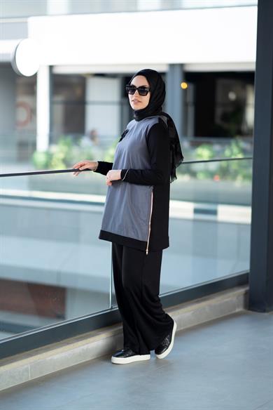 Qupra Kumaş Bambu Penye Antrasit İkili Takım Noor