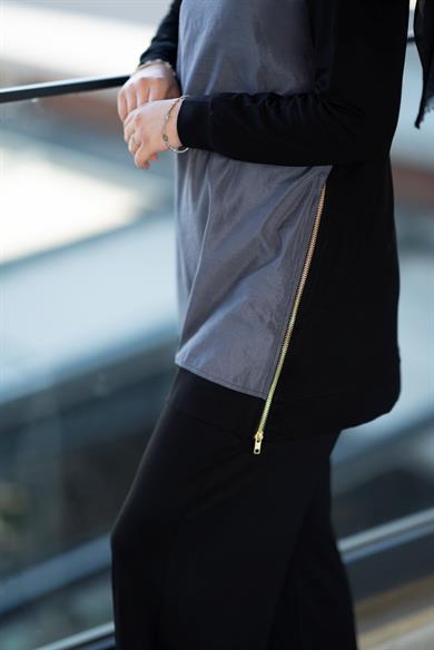 Qupra Kumaş Bambu Penye Antrasit İkili Takım Noor