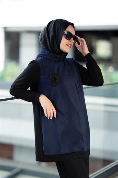 Qupra Kumaş Bambu Penye Lacivert İkili Takım Noor