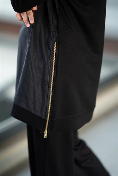 Qupra Kumaş Bambu Penye Siyah İkili Takım Noor