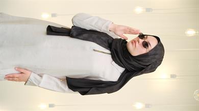 Qupra Yarım Fermuar Gömlek Pantolon Bej Tesettür Takım Kansas