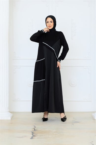 Selin Elbise Ribana Detaylı Bambu Kumaş