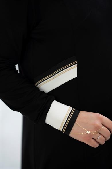 Sena Elbise Siyah Bambu İki İplik Ribana Detaylı