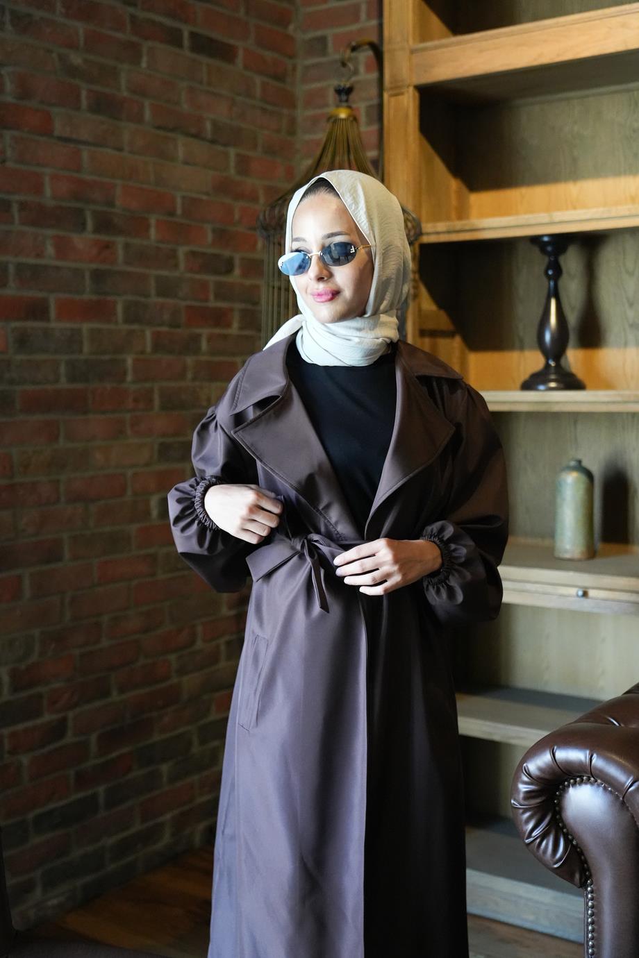 Oversize Su Geçirmez Rüzgar Geçirmez Kahve Trenchcoat Milano