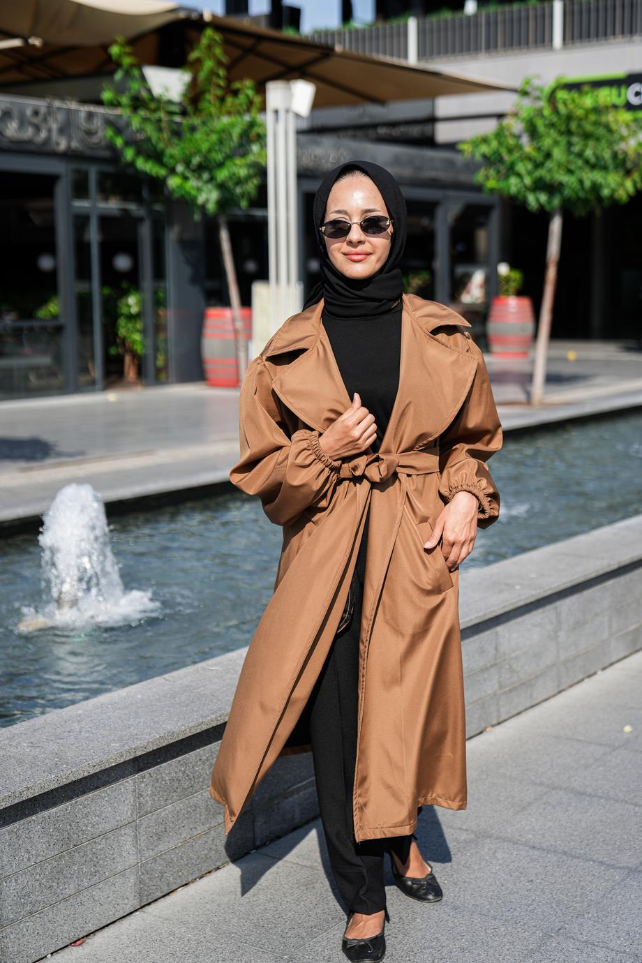 Oversize Su Geçirmez Rüzgar Geçirmez Kiremit Trenchcoat Milano