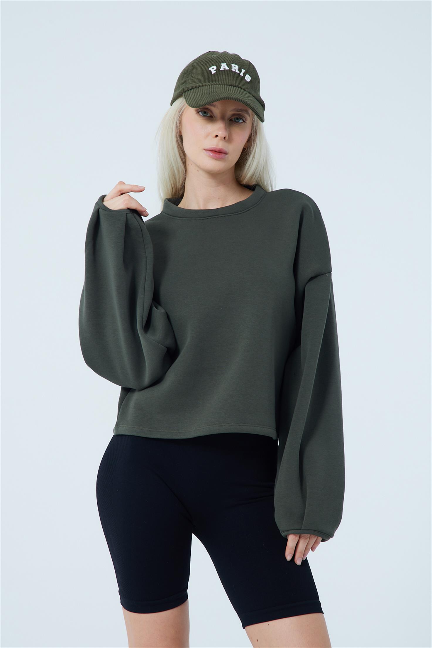 P-011392 - Kadın Oversize Sweatshirt - YEŞİL
