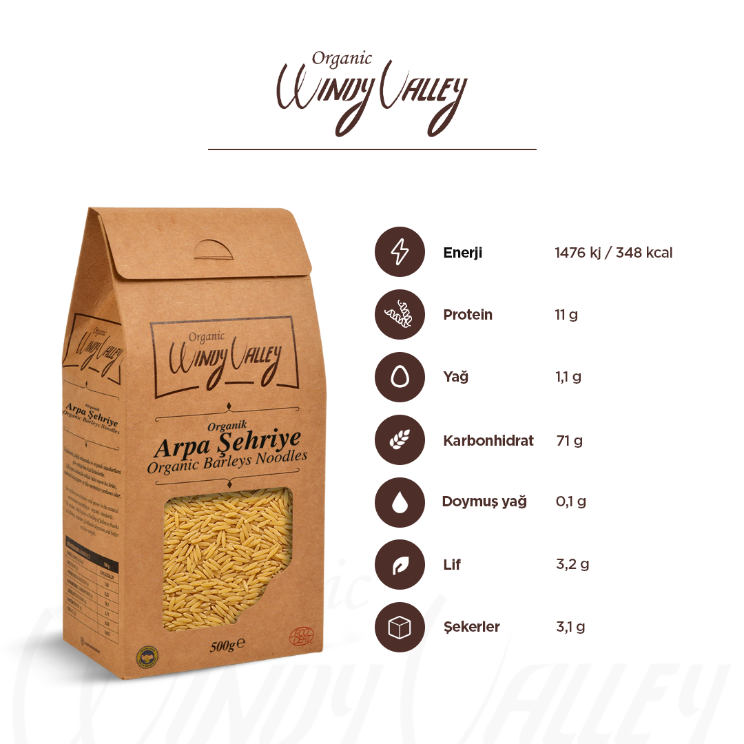Organik Arpa Şehriye (500 gr) Yerli ürün 