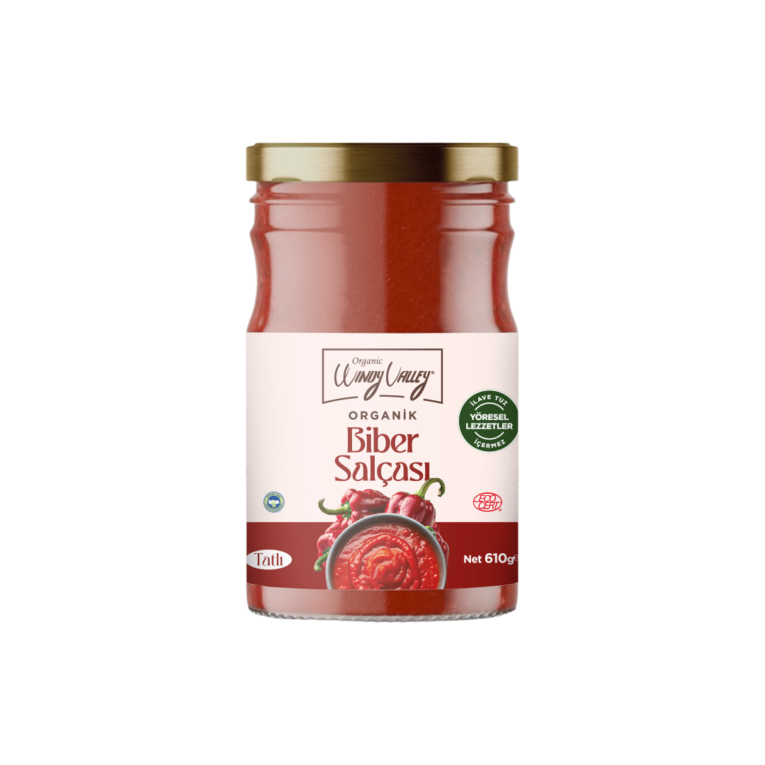 Organik Biber Salçası (Tatlı) (610 gr)   İlave tuz içermez