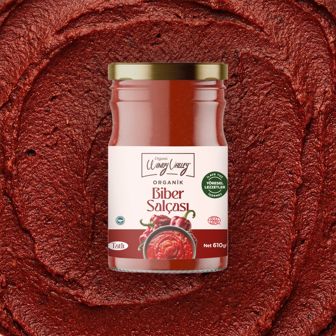 Organik Biber Salçası (Tatlı) (610 gr)   İlave tuz içermez