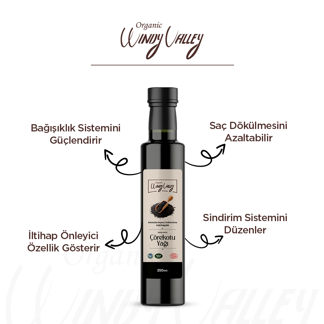 Organik Çörekotu Yağı (250 ml) Soğuk sıkım   