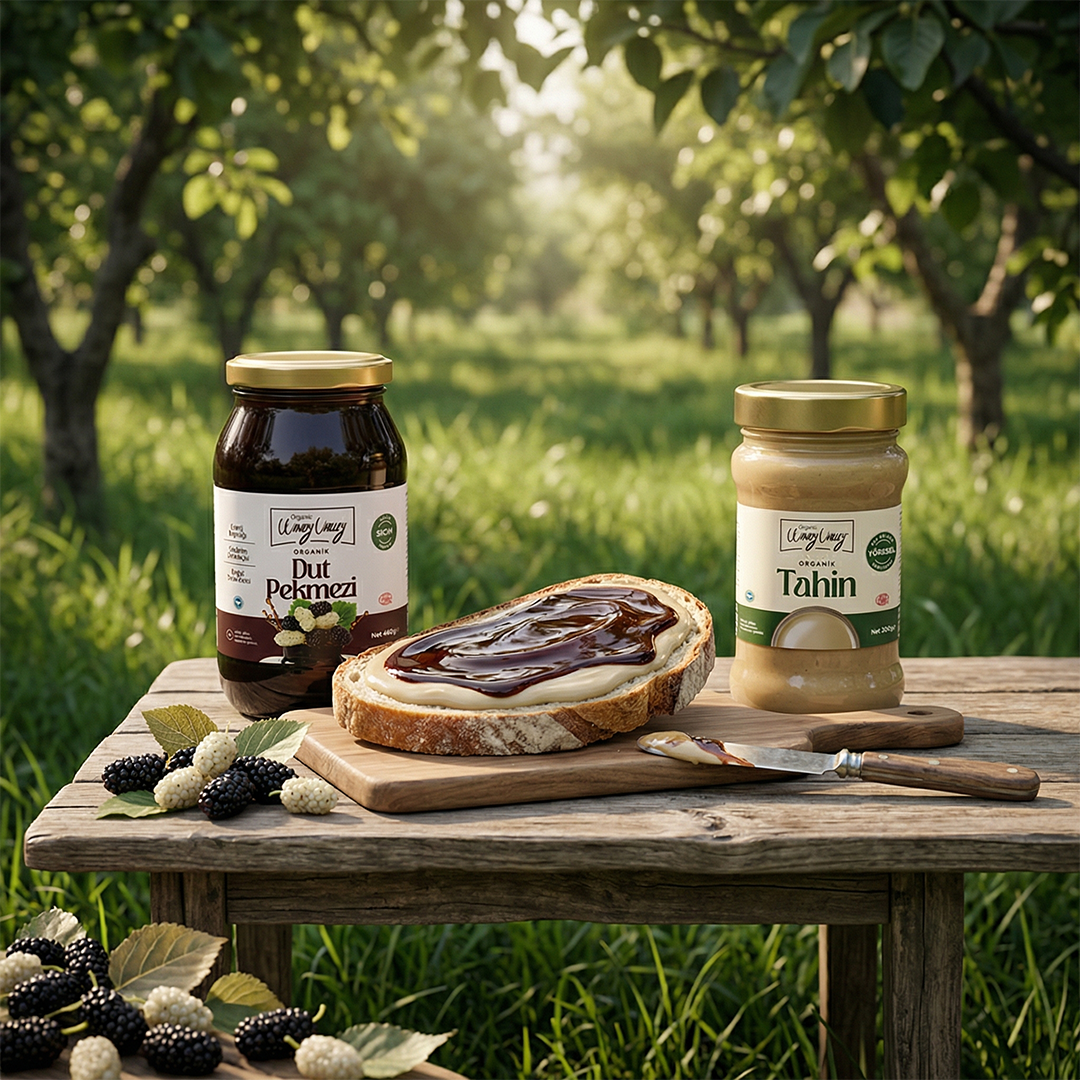 Organik Dut Pekmezi (460gr) & Organik Tahin (300gr)  Şeker ilavesiz