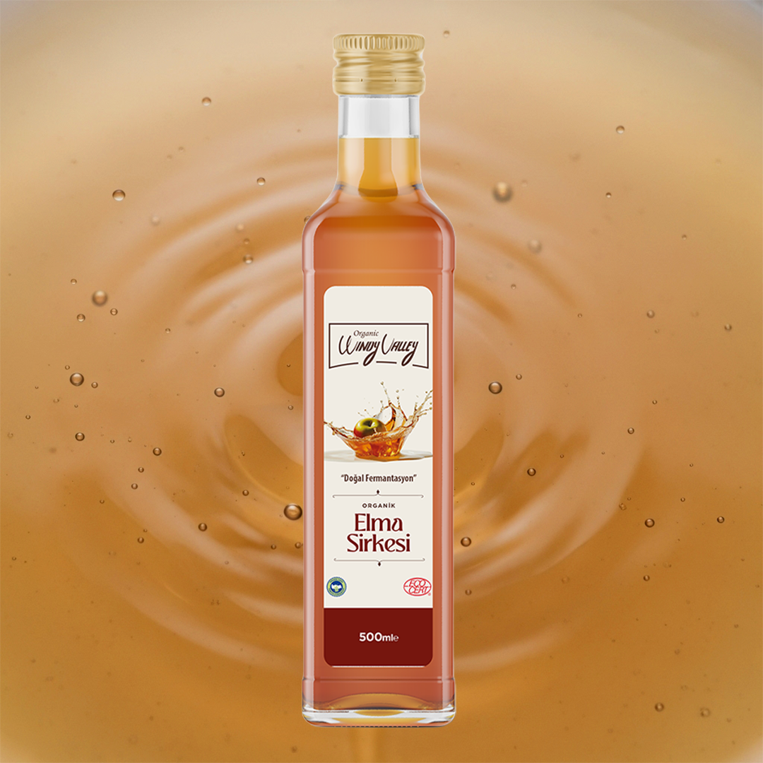 Organik Elma Sirkesi (500 ml) Katkısız Doğal Fermente 
