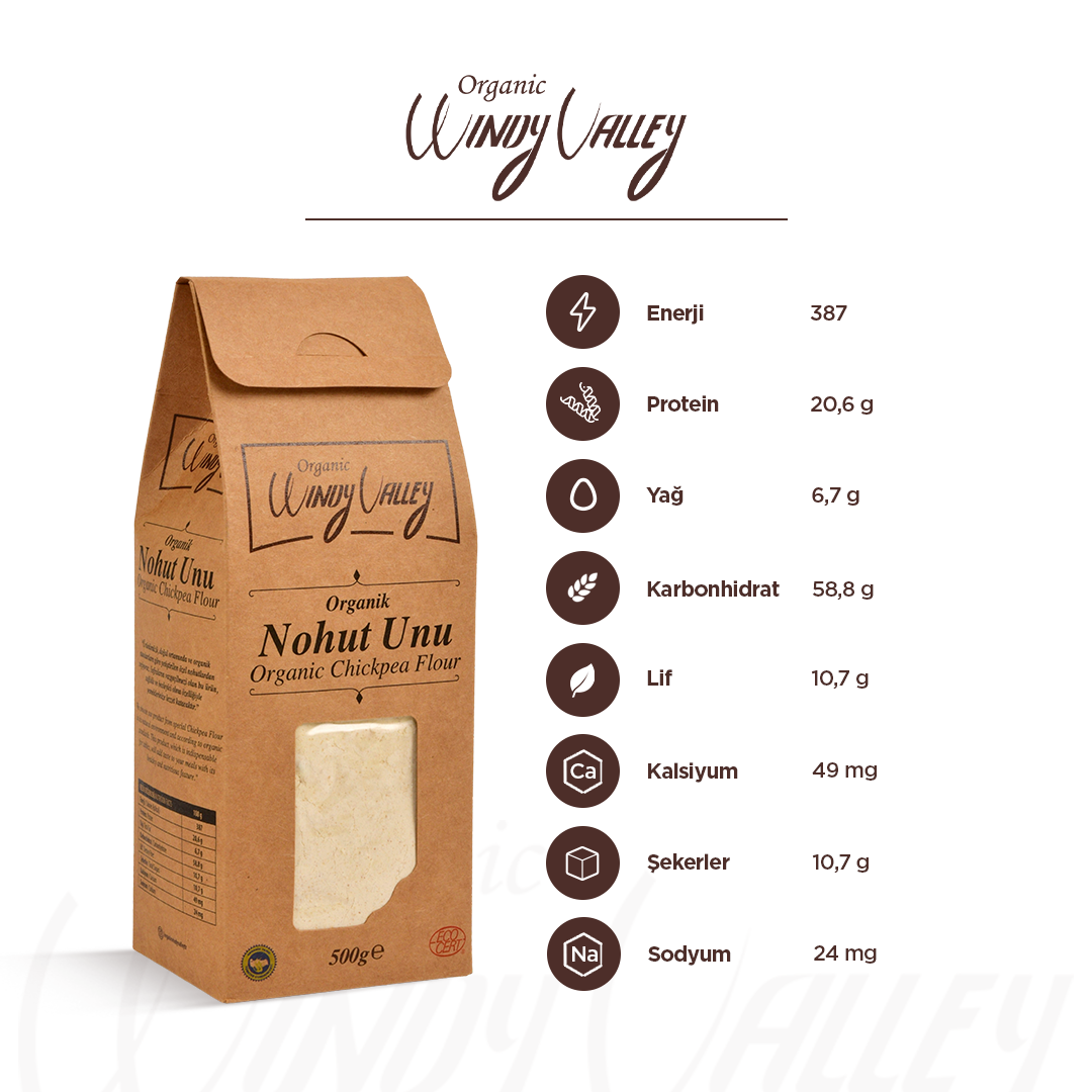 Organik Glutensiz Nohut Unu  (500 gr)  Yerli ürün 