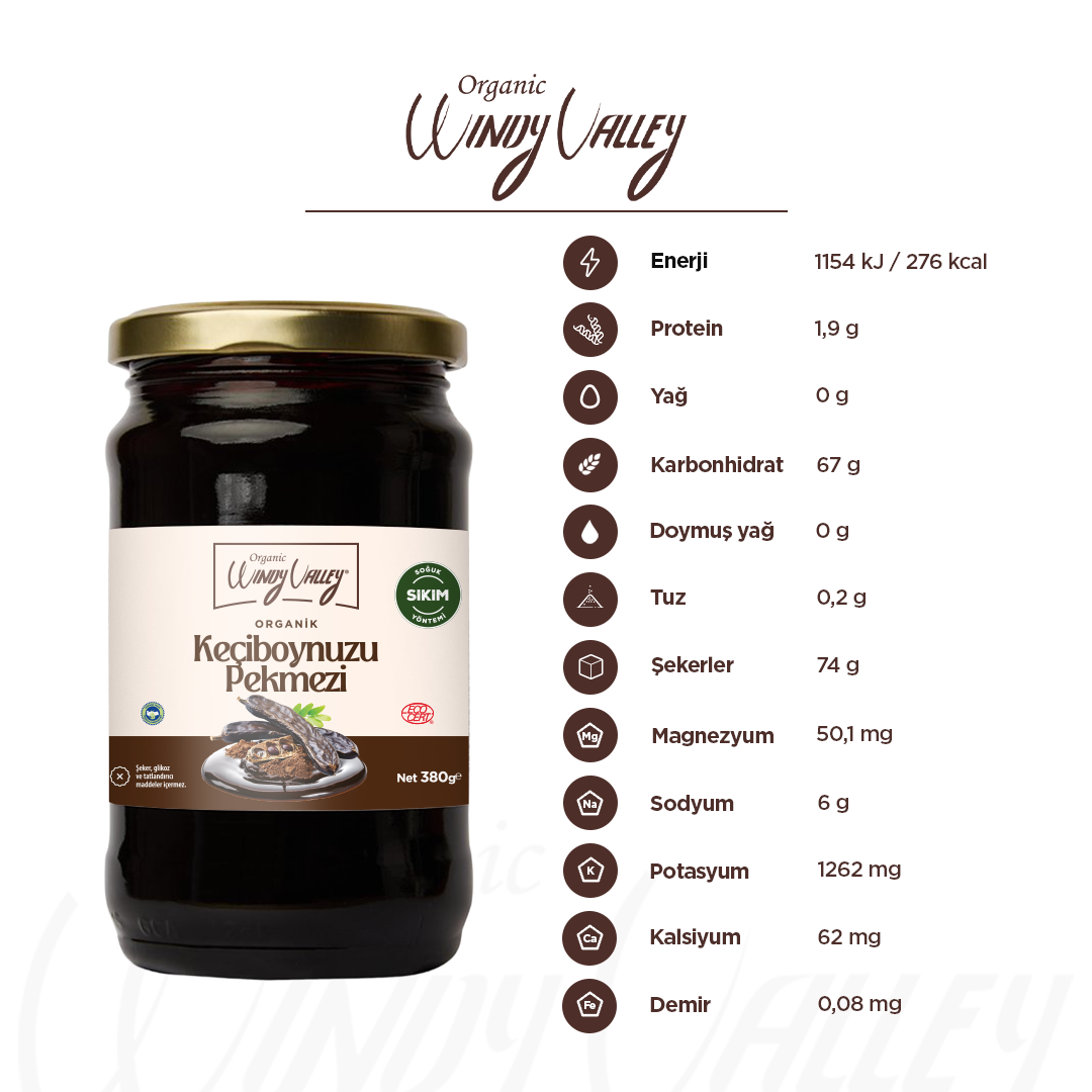 Organik Keçiboynuzu Pekmezi Özü  (380gr)