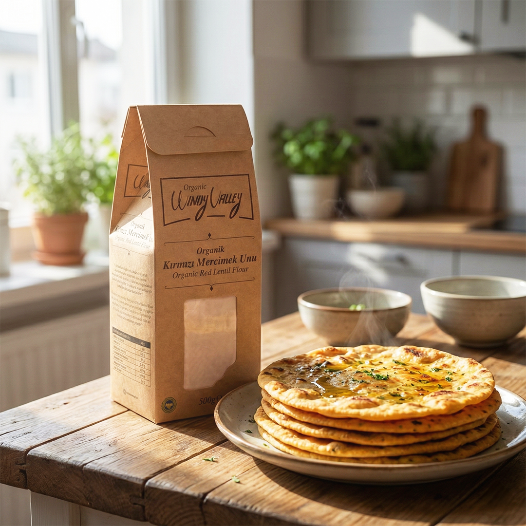 Organik Kırmızı Mercimek Unu  (500 gr)   Glutensiz, Yerli ürün 