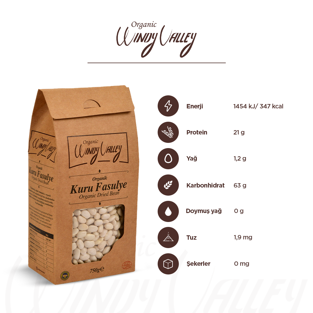 Organik Kuru Fasulye  (750  gr) Yerli ürün