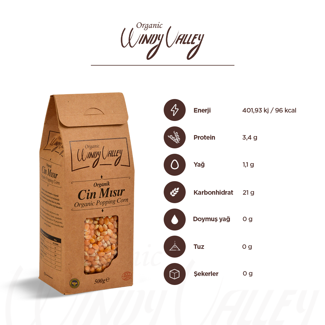 Organik Patlatmalık Mısır (500 gr ) GDO suz, Yerli Ürün 