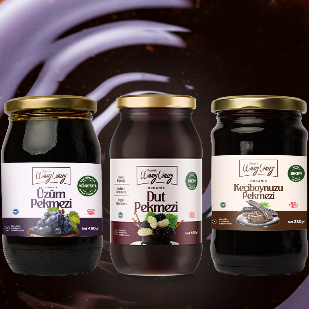 Organik Pekmez Seti (3lü Set) - Üzüm, Dut, Keçi Boynuzu Pekmezi