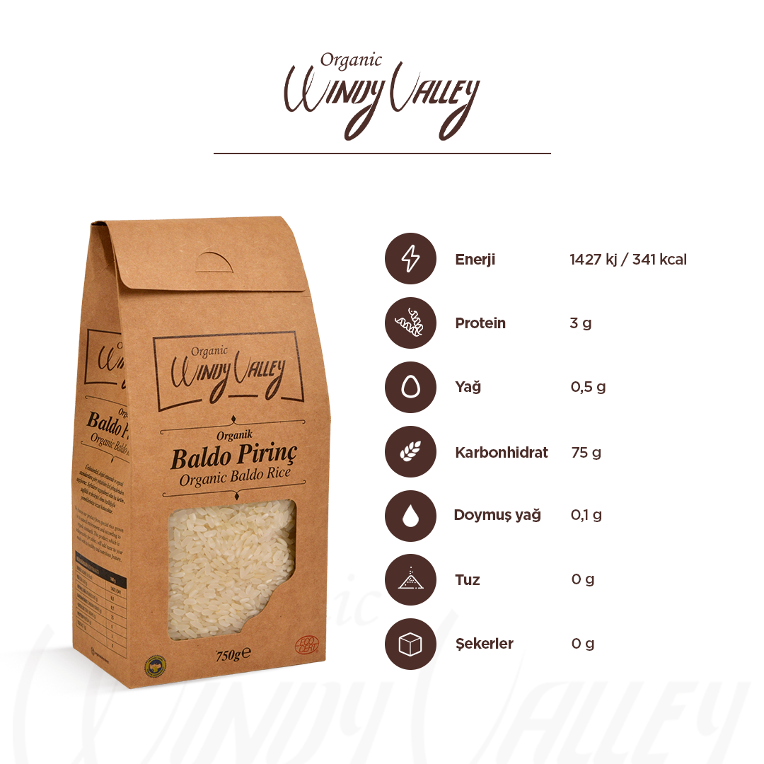 Organik Pilavlık Baldo Pirinç (750 gr) Yerli ürün 