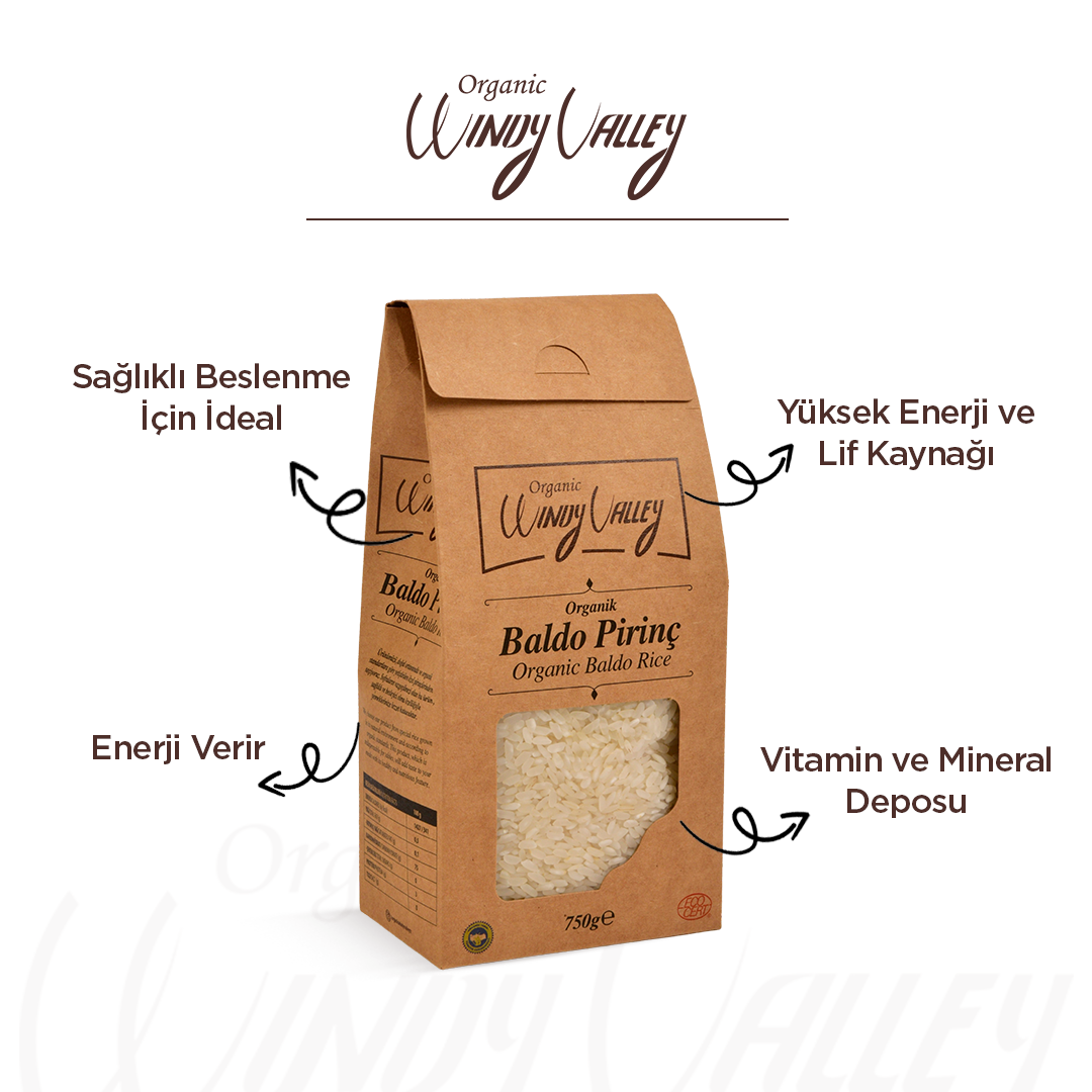Organik Pilavlık Baldo Pirinç (750 gr) Yerli ürün 