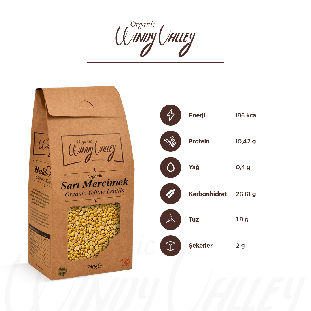 Organik Sarı Mercimek 750 gr