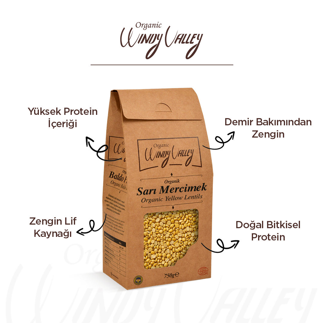 Organik Sarı Mercimek 750 gr