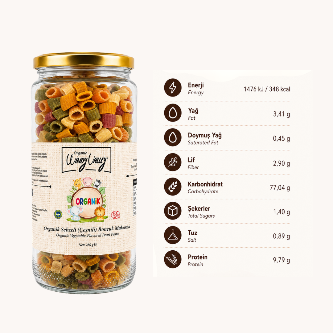 Organik Sebzeli (Çeşnili) Boncuk Makarna (280 gr)