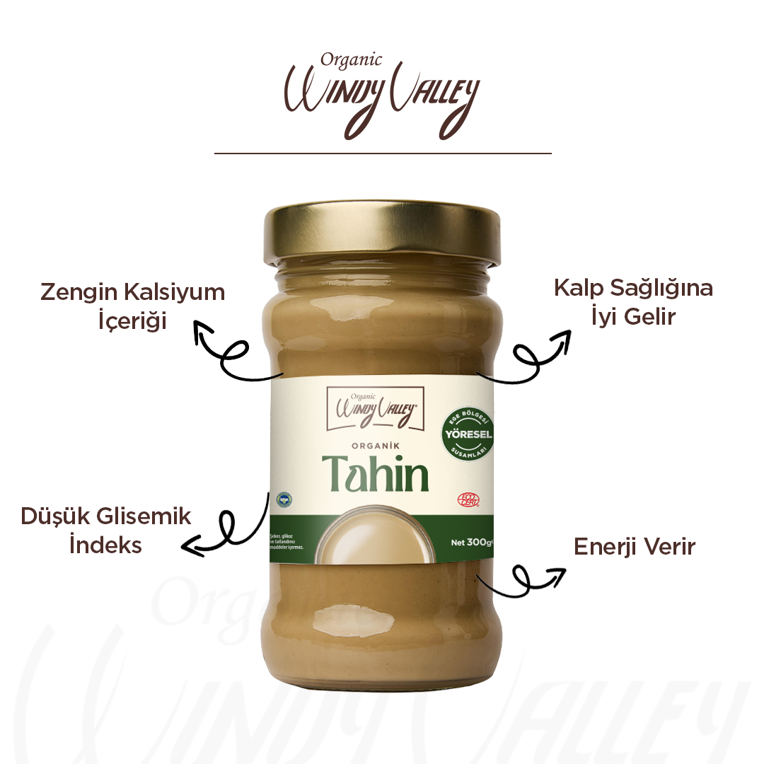 Organik Tahin (300 gr)  Yerli susam, Gluten içermez, İlave yağ içermez  