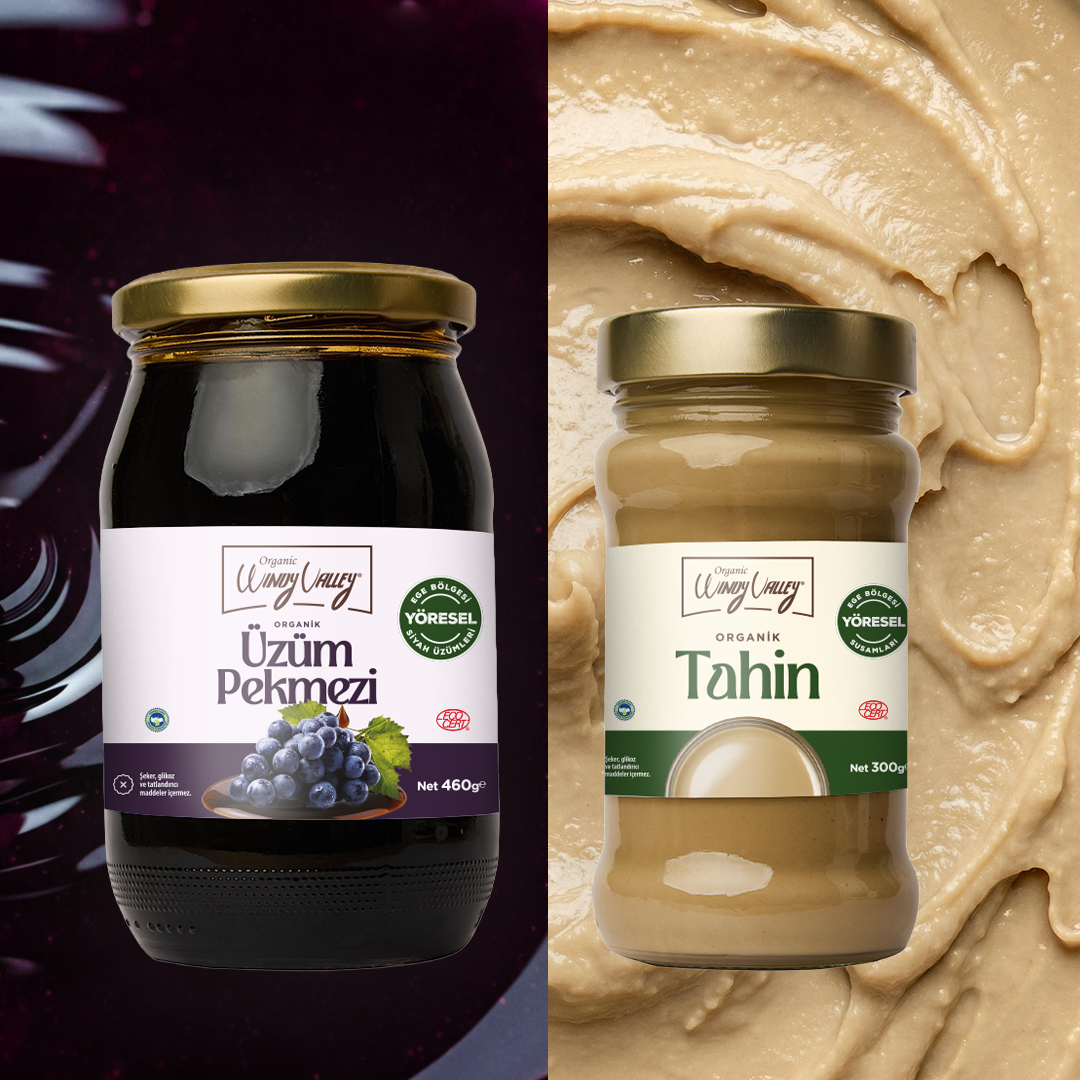 Organik Üzüm Pekmezi (460 gr) - Organik Tahin (300gr)  Şeker İlavesiz