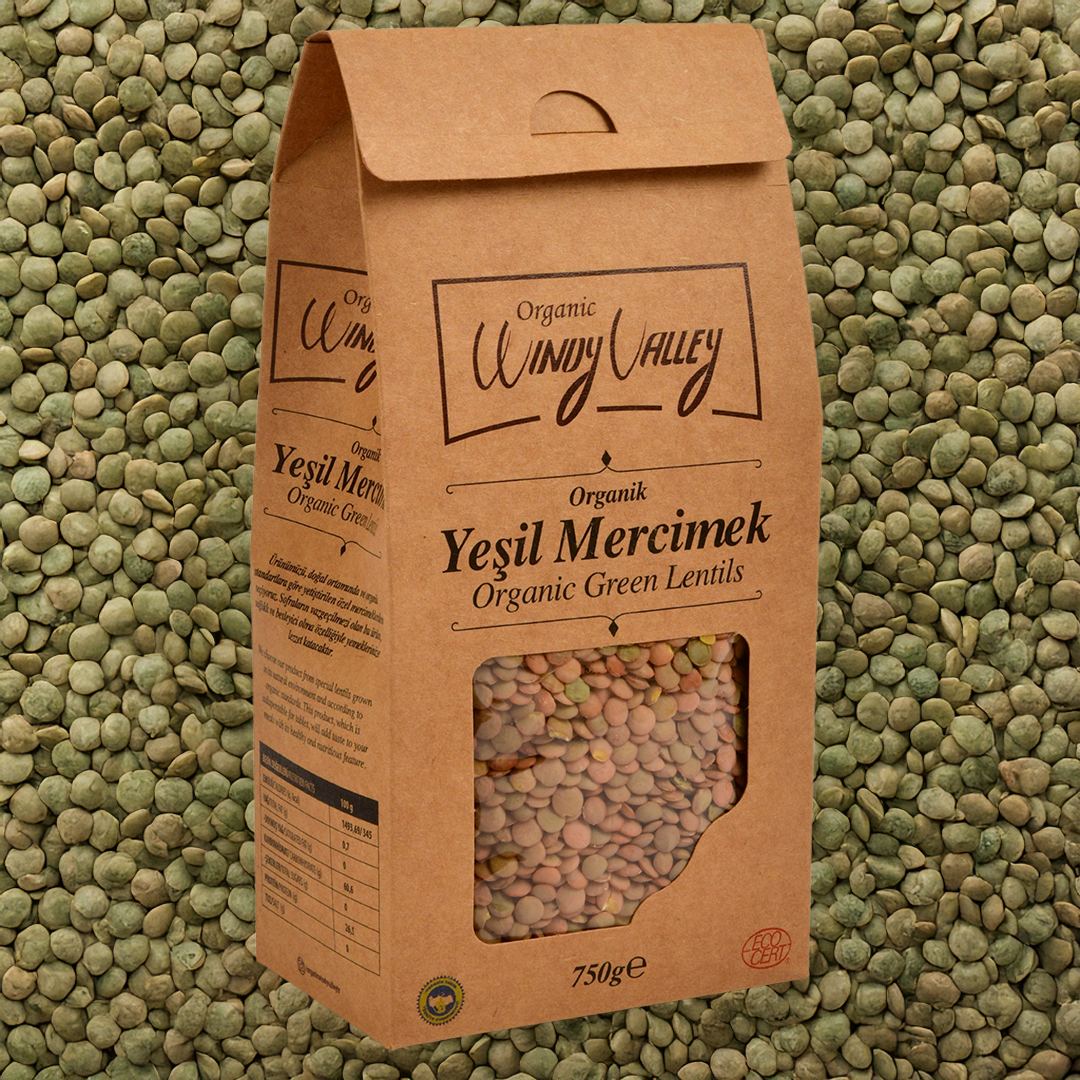 Organik Yeşil Mercimek  (750 gr) Yerli ürün