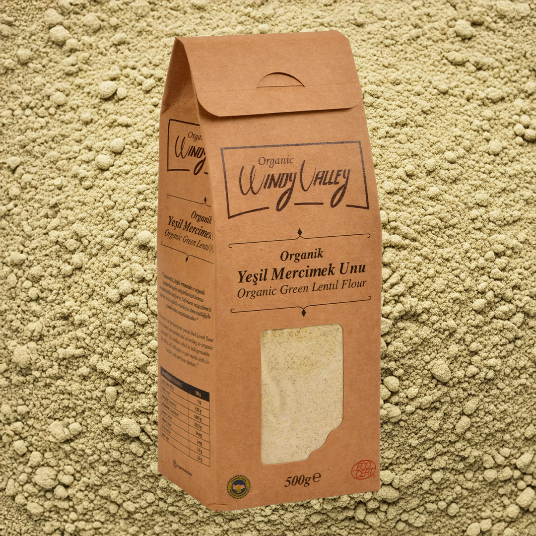 Organik Yeşil Mercimek Unu (500 gr) Glutensiz , Yerli ürün 
