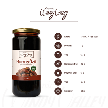 Gurme Hurma Özü (640 gr) Soğuk sıkım, Şeker ilavesiz, Gluten içermez  