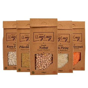 Organik Bakliyat Seti  5 Parça(Pirinç, Nohut,Kuru Fasulye, Kırmızı mercimek, Bulgur ) Yerli Ürünler