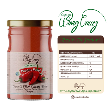 Organik Biber Salçası (Tatlı) (610 gr)   İlave tuz içermez