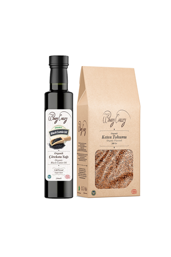 Organik Çörekotu Yağı (250 ml) & Organik Keten Tohumu (200gr) 